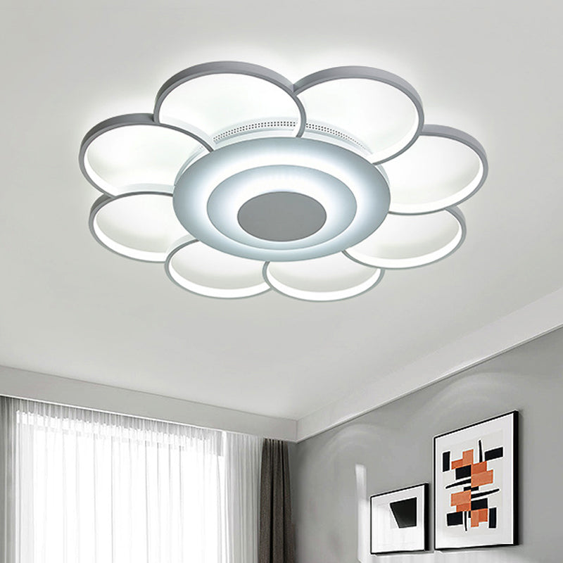 31.5"/39" Wide Flower Flushmount Simple Acrylic LED White Flush Ceiling Light in Warm/White/Natural Light White Clearhalo 'Ceiling Lights' 'Close To Ceiling Lights' 'Close to ceiling' 'Semi-flushmount' Lighting' 242593