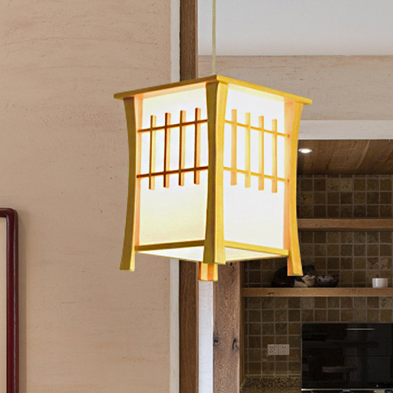 Tea Station Lodge Ceiling Pendant Wood and Paper 1 Light Japanese Style Beige Hanging Light Wood Clearhalo 'Ceiling Lights' 'Pendant Lights' 'Pendants' Lighting' 242615_52b15cbd-d17d-45df-b533-56cabe1f02d4