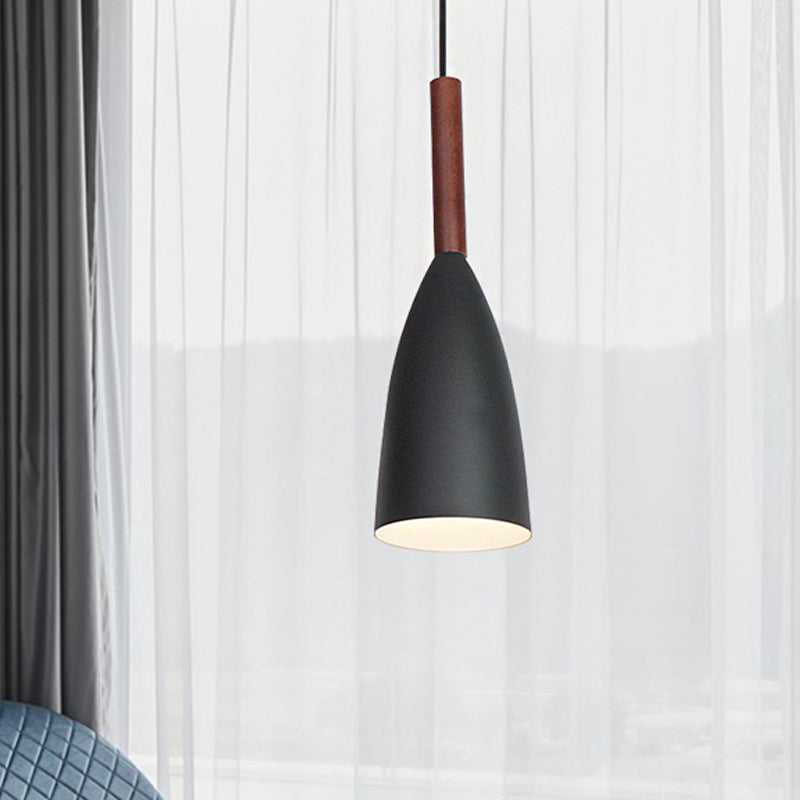 One Bulb Curved Cone Pendant Lamp Modern Stylish Metallic Hanging Light for Restaurant Black Clearhalo 'Ceiling Lights' 'Modern Pendants' 'Modern' 'Pendant Lights' 'Pendants' Lighting' 242655