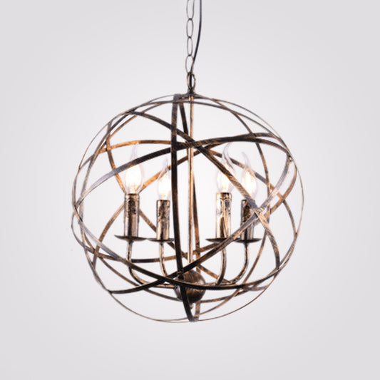 Metal Silver Pendant Lamp Candle-Style 4 Lights Classic Chandelier Light Fixture for Dining Room Clearhalo 'Ceiling Lights' 'Chandeliers' Lighting' 2426595