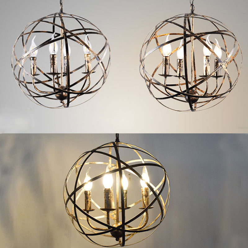 Metal Silver Pendant Lamp Candle-Style 4 Lights Classic Chandelier Light Fixture for Dining Room Clearhalo 'Ceiling Lights' 'Chandeliers' Lighting' 2426596