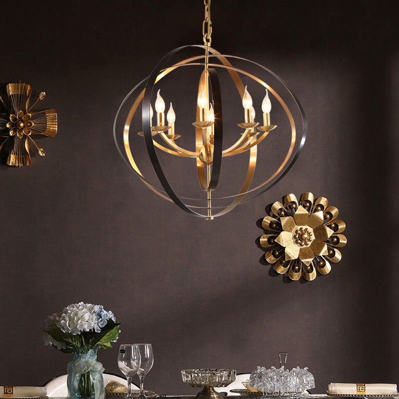 8 Lights Pendant Light Classic Candle Metal Hanging Chandelier in Gold for Living Room with Ring Gold Clearhalo 'Ceiling Lights' 'Chandeliers' Lighting' 2426607