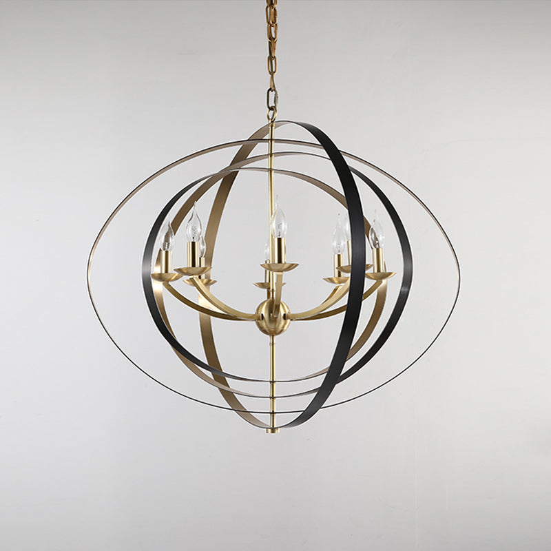 8 Lights Pendant Light Classic Candle Metal Hanging Chandelier in Gold for Living Room with Ring Clearhalo 'Ceiling Lights' 'Chandeliers' Lighting' 2426611