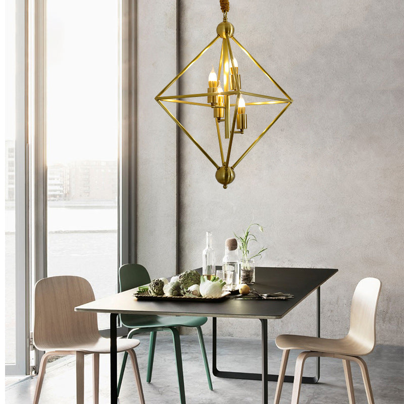 Metal Gold Pendant Lamp Candle-Style 4 Lights Classic Chandelier Light Fixture for Living Room Gold Clearhalo 'Ceiling Lights' 'Chandeliers' Lighting' 2426644