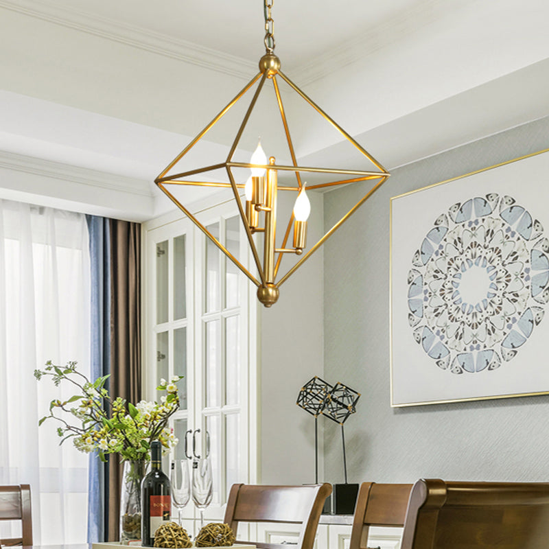 Metal Gold Pendant Lamp Candle-Style 4 Lights Classic Chandelier Light Fixture for Living Room Clearhalo 'Ceiling Lights' 'Chandeliers' Lighting' 2426645