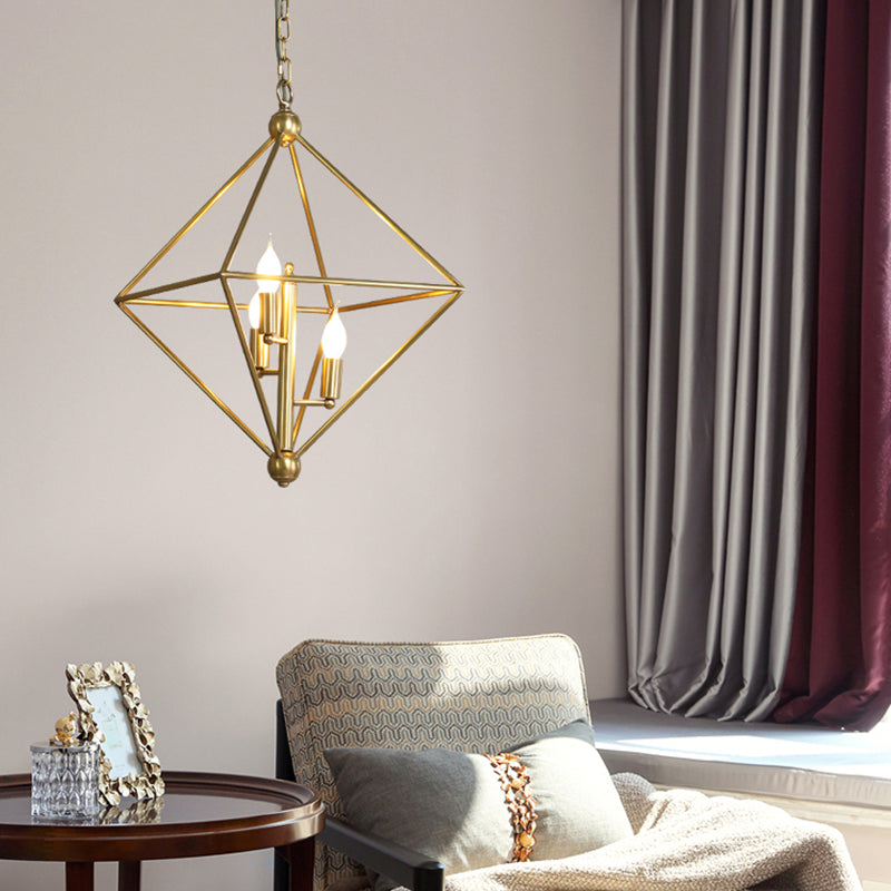 Metal Gold Pendant Lamp Candle-Style 4 Lights Classic Chandelier Light Fixture for Living Room Clearhalo 'Ceiling Lights' 'Chandeliers' Lighting' 2426646