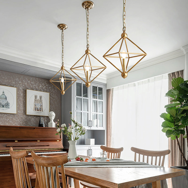 Metal Gold Pendant Lamp Candle-Style 4 Lights Classic Chandelier Light Fixture for Living Room Clearhalo 'Ceiling Lights' 'Chandeliers' Lighting' 2426647