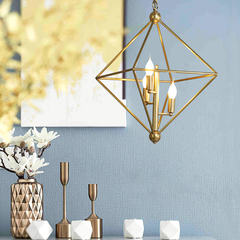 Metal Gold Pendant Lamp Candle-Style 4 Lights Classic Chandelier Light Fixture for Living Room Clearhalo 'Ceiling Lights' 'Chandeliers' Lighting' 2426648