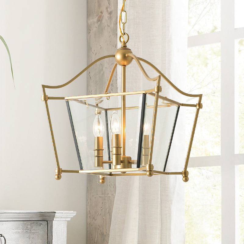 4 Lights Metal Hanging Chandelier Traditional Gold Candle-Style Dining Room Pendant Light Fixture Clearhalo 'Ceiling Lights' 'Chandeliers' Lighting' 2426669