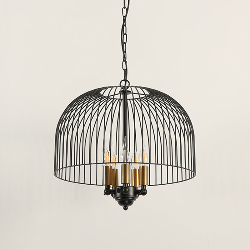 Birdcage Dining Room Ceiling Chandelier Classic Metal 5 Lights Black Hanging Fixture Clearhalo 'Ceiling Lights' 'Chandeliers' Lighting' options 2426720