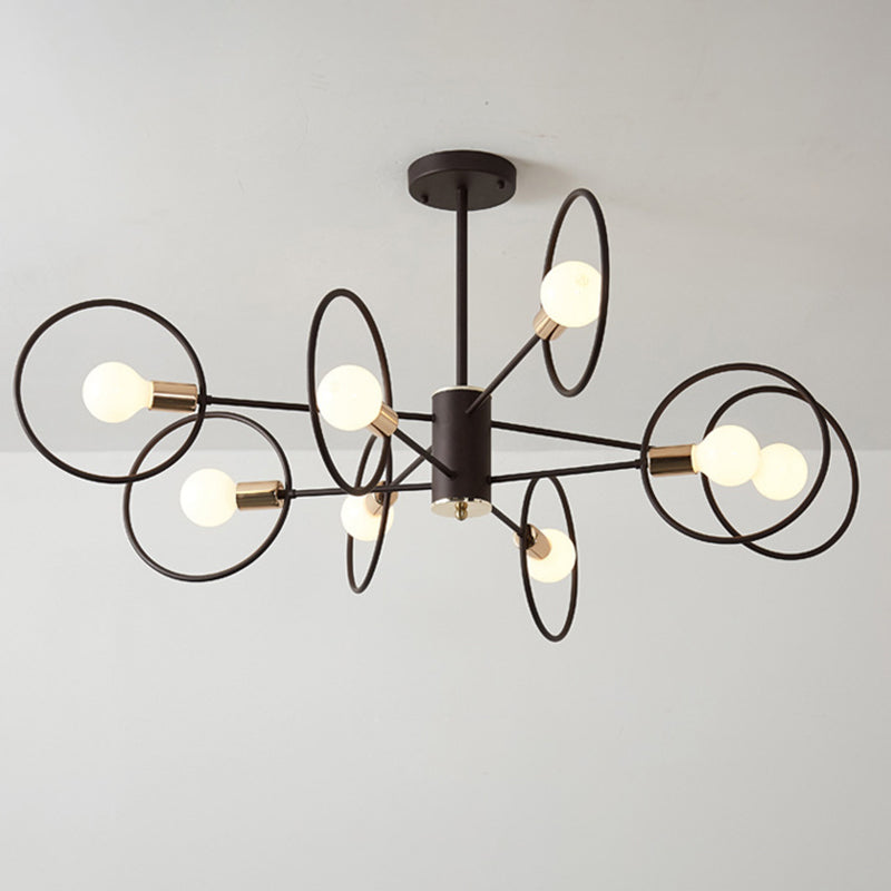 6/8/12-Head Tiered Circle Pendant Chandelier Loft Style Coffee Iron Ceiling Pendant Light for Living Room Clearhalo 'Ceiling Lights' 'Chandeliers' Lighting' options 2426770