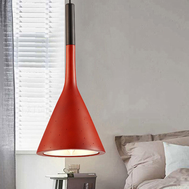 Metallic Funnel Shade Hanging Lamp Adult Bedroom 1 Bulb Contemporary Pendant Light Clearhalo 'Ceiling Lights' 'Modern Pendants' 'Modern' 'Pendant Lights' 'Pendants' Lighting' 242685