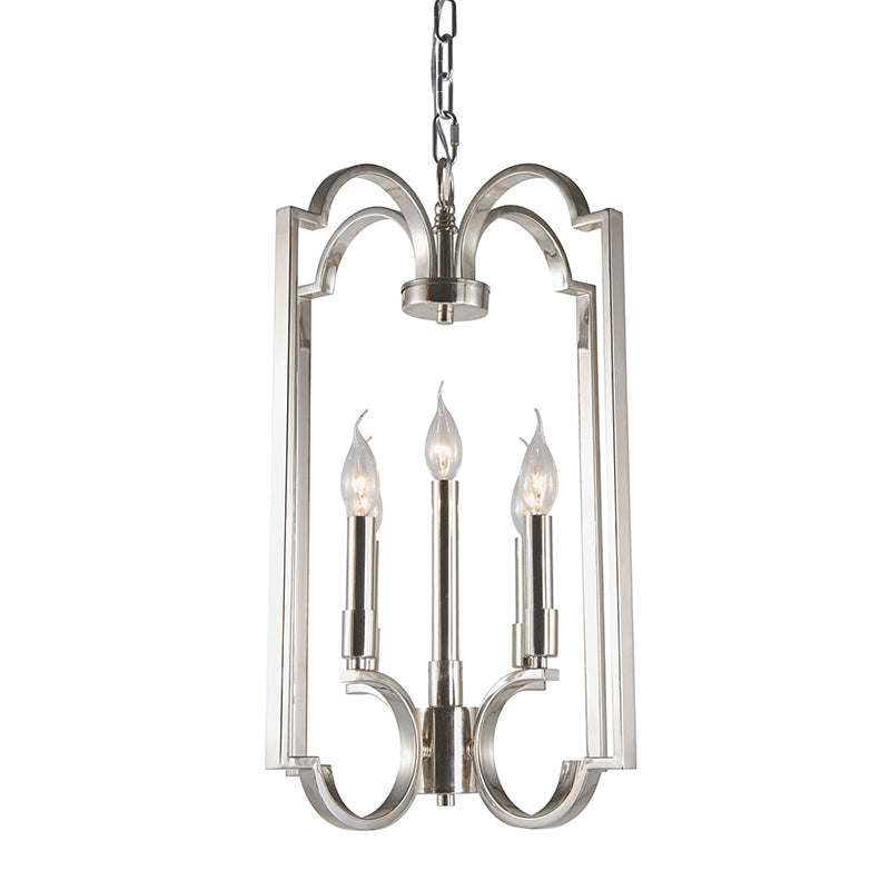 5 Lights Metal Pendant Chandelier Classic Silver Candle Dining Room Hanging Ceiling Fixture Clearhalo 'Ceiling Lights' 'Chandeliers' Lighting' 2426963