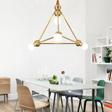 4 Lights Ceiling Light Traditional Triangle Metal Hanging Chandelier in Gold for Dining Room Clearhalo 'Ceiling Lights' 'Chandeliers' Lighting' 2427022