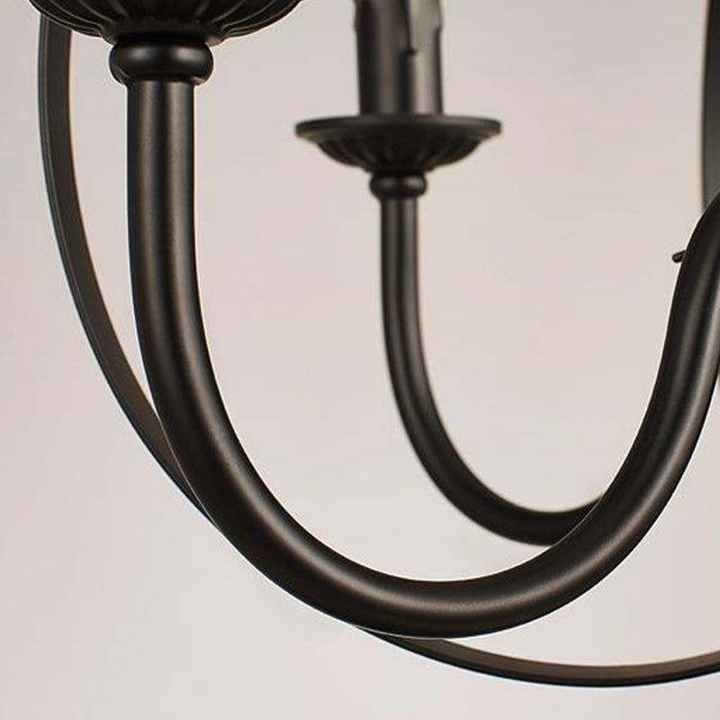 Metal Black Pendant Lamp Swirled Arm 5 Lights Classic Chandelier Light Fixture for Living Room Clearhalo 'Ceiling Lights' 'Chandeliers' Lighting' 2427040