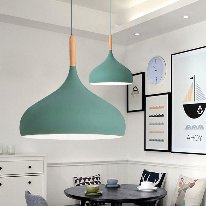 Aluminum Onion Shade Pendant Lamp Meeting Room 1 Light Macaron Suspension Light Clearhalo 'Ceiling Lights' 'Modern Pendants' 'Modern' 'Pendant Lights' 'Pendants' Lighting' 242763