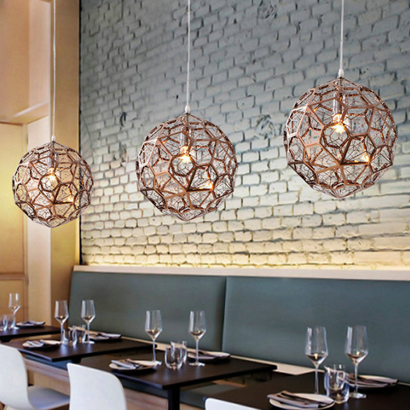 12"/16"/19.5"W Faceted Globe Pendant Lighting Contemporary Metal 1 Light Rose Gold Hanging Ceiling Light Clearhalo 'Ceiling Lights' 'Modern Pendants' 'Modern' 'Pendant Lights' 'Pendants' Lighting' 242770