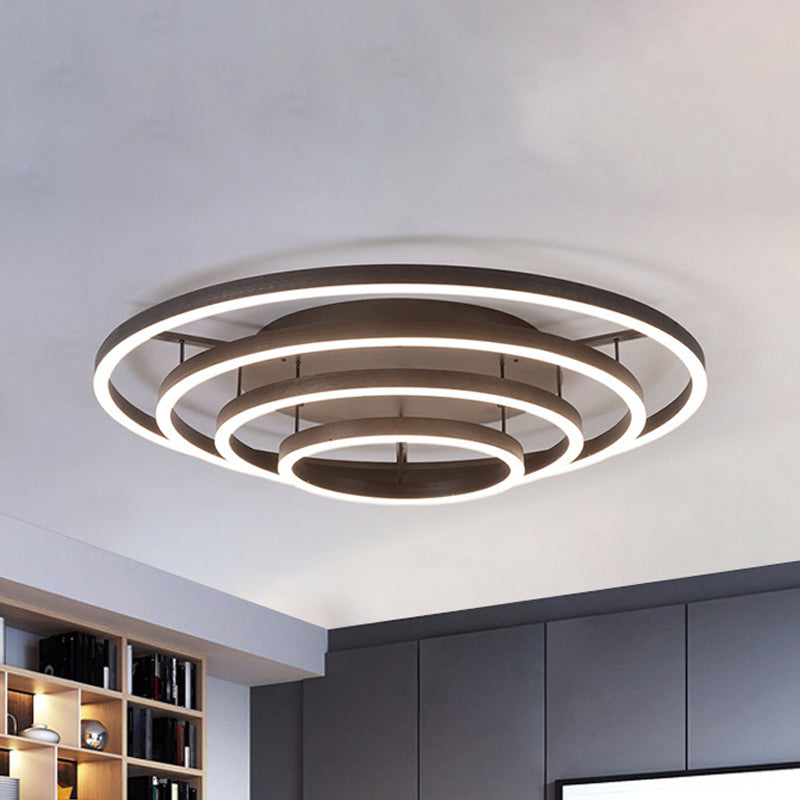 3/4 Rings LED Flush Ceiling Light Contemporary Acrylic LED Coffee Flushmount Lamp in White Light Clearhalo 'Ceiling Lights' 'Close To Ceiling Lights' 'Close to ceiling' 'Semi-flushmount' Lighting' 242776