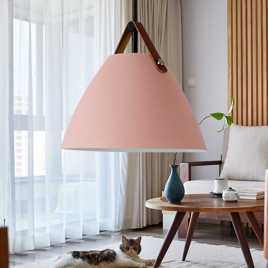 Nordic Style Curved Coolie Pendant Light One Light Aluminum Hanging Lamp in Black/Blue/Grey/Pink/White for Dining Room Pink Clearhalo 'Ceiling Lights' 'Modern Pendants' 'Modern' 'Pendant Lights' 'Pendants' Lighting' 242783