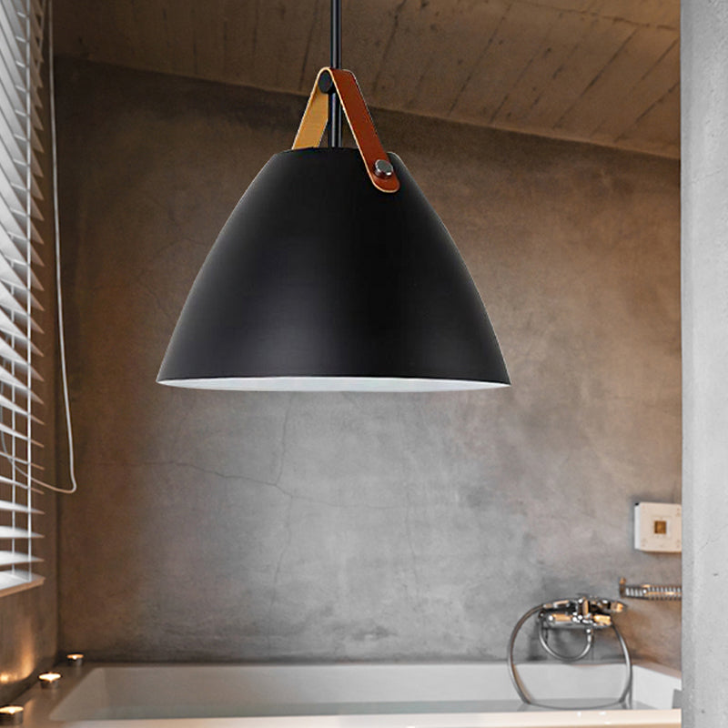 Nordic Style Curved Coolie Pendant Light One Light Aluminum Hanging Lamp in Black/Blue/Grey/Pink/White for Dining Room Clearhalo 'Ceiling Lights' 'Modern Pendants' 'Modern' 'Pendant Lights' 'Pendants' Lighting' 242788