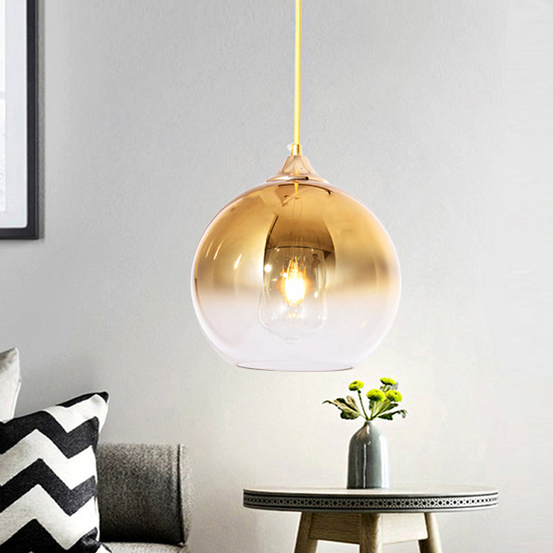 8"/10"/12"W Globe Pendant Lighting Nordic Glass 1 Light Sliver/Gold/Rose Gold Hanging Light Gold Clearhalo 'Ceiling Lights' 'Glass shade' 'Glass' 'Modern Pendants' 'Modern' 'Pendant Lights' 'Pendants' Lighting' 242793