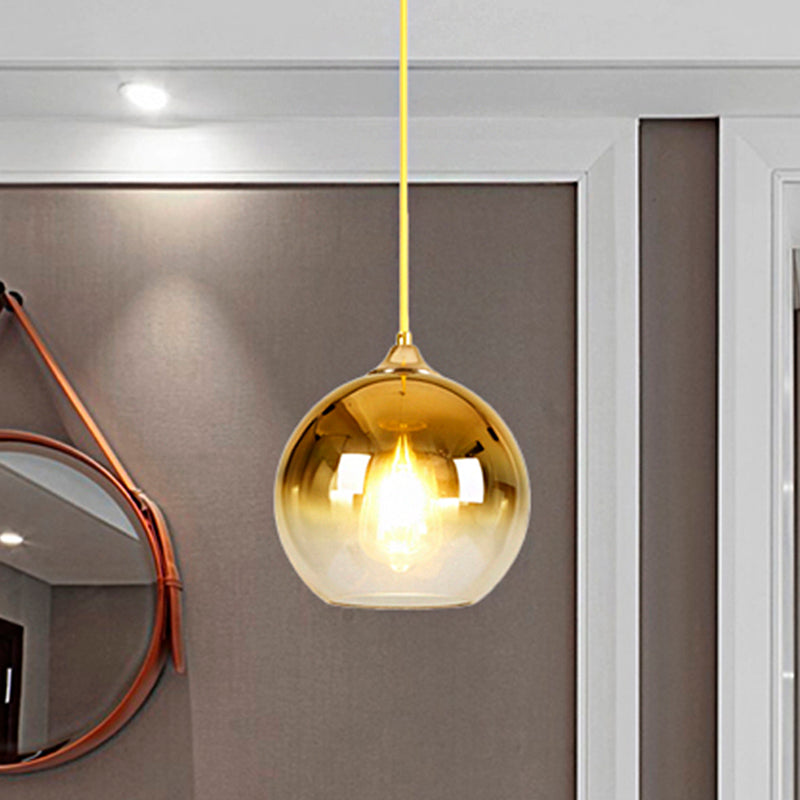 8"/10"/12"W Globe Pendant Lighting Nordic Glass 1 Light Sliver/Gold/Rose Gold Hanging Light Clearhalo 'Ceiling Lights' 'Glass shade' 'Glass' 'Modern Pendants' 'Modern' 'Pendant Lights' 'Pendants' Lighting' 242794