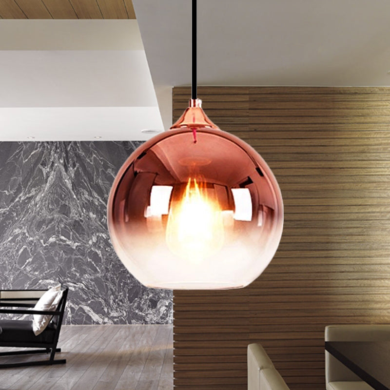 8"/10"/12"W Globe Pendant Lighting Nordic Glass 1 Light Sliver/Gold/Rose Gold Hanging Light Clearhalo 'Ceiling Lights' 'Glass shade' 'Glass' 'Modern Pendants' 'Modern' 'Pendant Lights' 'Pendants' Lighting' 242798