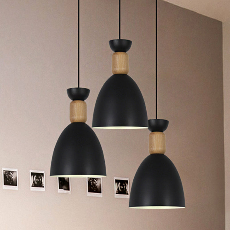 Dining Room Domed Suspension Light Metal Wood One Bulb Macaron Hanging Light Clearhalo 'Ceiling Lights' 'Modern Pendants' 'Modern' 'Pendant Lights' 'Pendants' Lighting' 242812