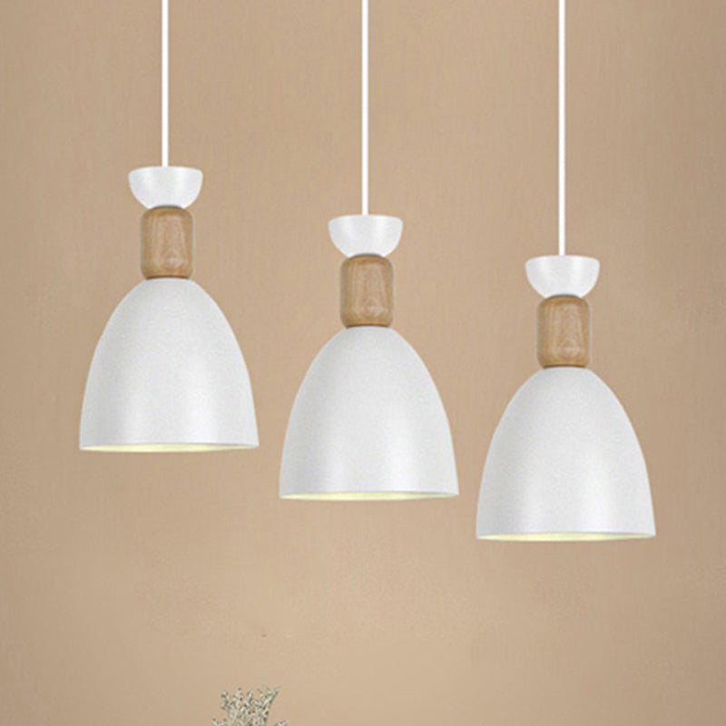 Dining Room Domed Suspension Light Metal Wood One Bulb Macaron Hanging Light Clearhalo 'Ceiling Lights' 'Modern Pendants' 'Modern' 'Pendant Lights' 'Pendants' Lighting' 242816