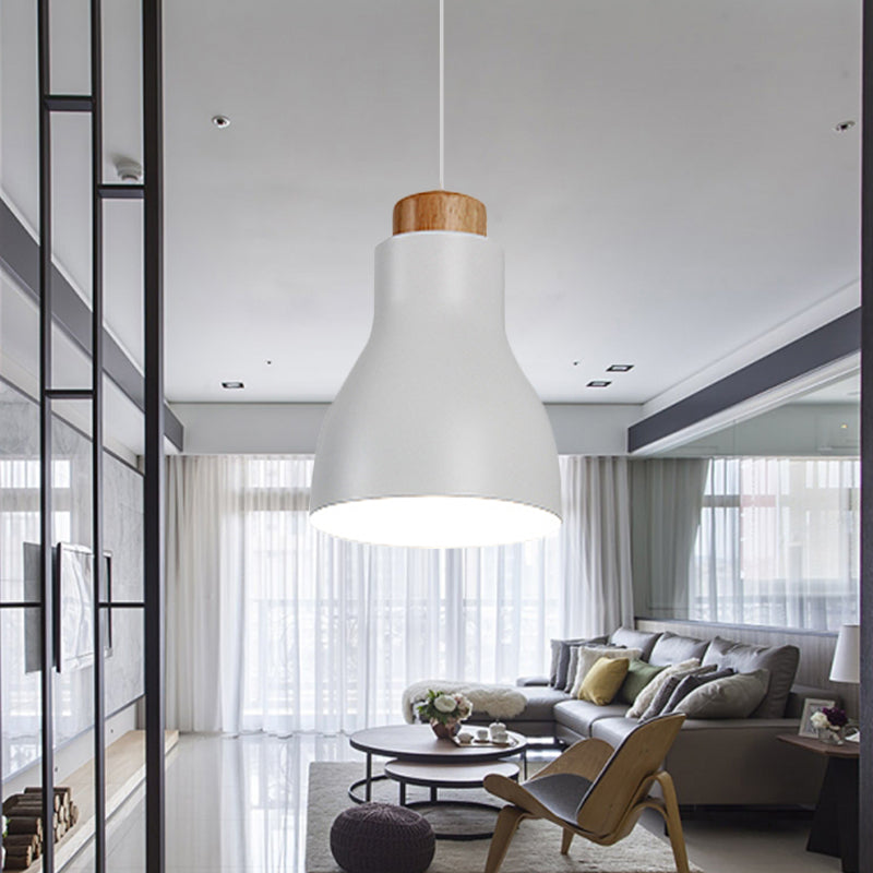 Nordic Half-Bottle Pendant Light One Head Metallic Hanging Light for Balcony Study Room White Clearhalo 'Ceiling Lights' 'Modern Pendants' 'Modern' 'Pendant Lights' 'Pendants' Lighting' 242823