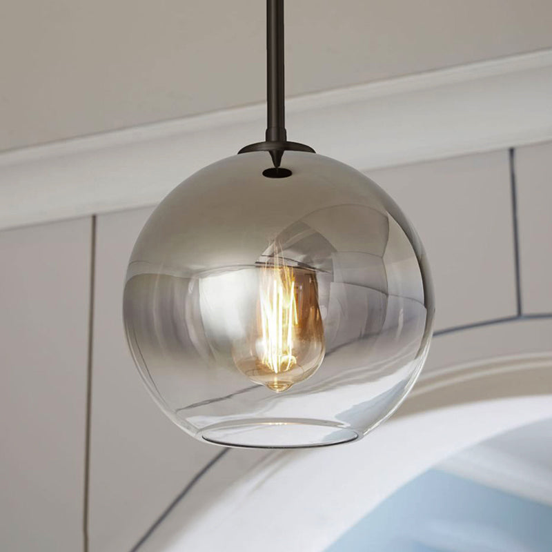 8"/10"/12"W Globe Pendant Lighting Nordic Glass 1 Light Sliver/Gold Hanging Light Silver Clearhalo 'Ceiling Lights' 'Glass shade' 'Glass' 'Modern Pendants' 'Modern' 'Pendant Lights' 'Pendants' Lighting' 242831