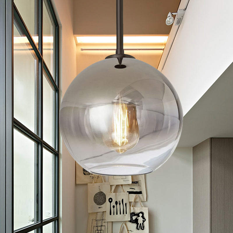 8"/10"/12"W Globe Pendant Lighting Nordic Glass 1 Light Sliver/Gold Hanging Light Clearhalo 'Ceiling Lights' 'Glass shade' 'Glass' 'Modern Pendants' 'Modern' 'Pendant Lights' 'Pendants' Lighting' 242832