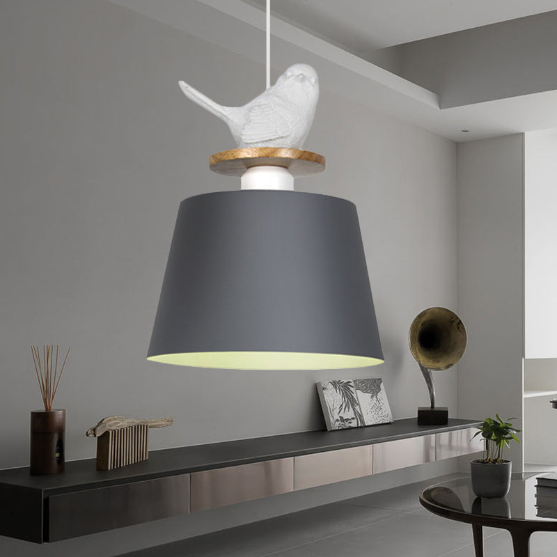 Tapered Shade Cloth Shop Ceiling Pendant Metal 1 Head Hanging Light with Pigeon Deco Clearhalo 'Ceiling Lights' 'Modern Pendants' 'Modern' 'Pendant Lights' 'Pendants' Lighting' 242872