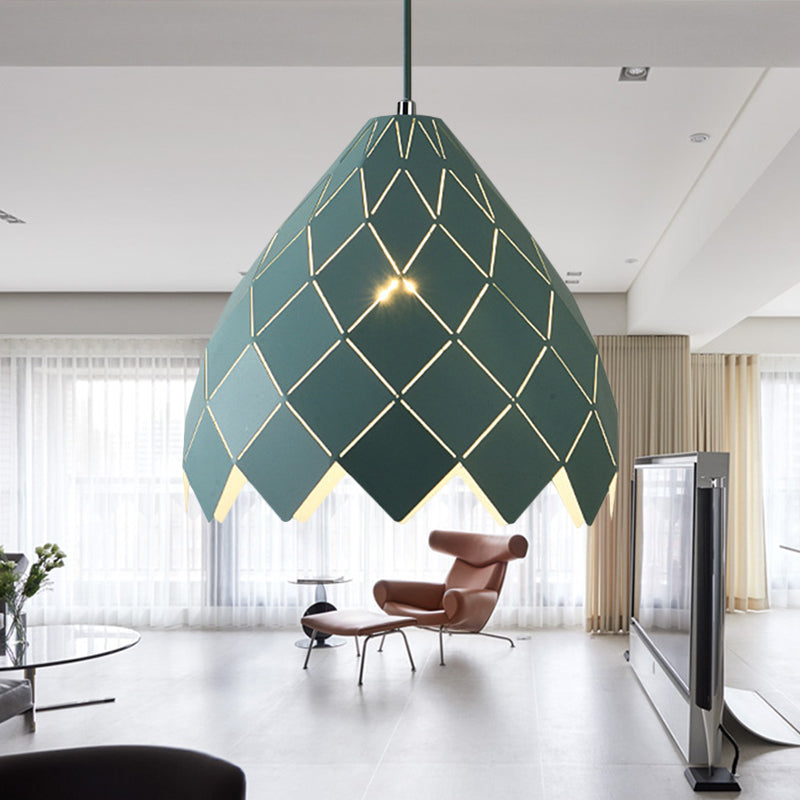 Macaron Pipe Cone Pendant Light 1 Head Metal Hanging Light for Restaurant Kitchen Island Green Clearhalo 'Ceiling Lights' 'Modern Pendants' 'Modern' 'Pendant Lights' 'Pendants' Lighting' 242881