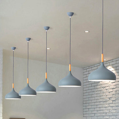 9.5"/12.5"/14"W Teardrop Pendant Lighting in Nordic Style Metal 1 Light Black/White/Gold Hanging Light Grey Clearhalo 'Ceiling Lights' 'Modern Pendants' 'Modern' 'Pendant Lights' 'Pendants' Lighting' 242903