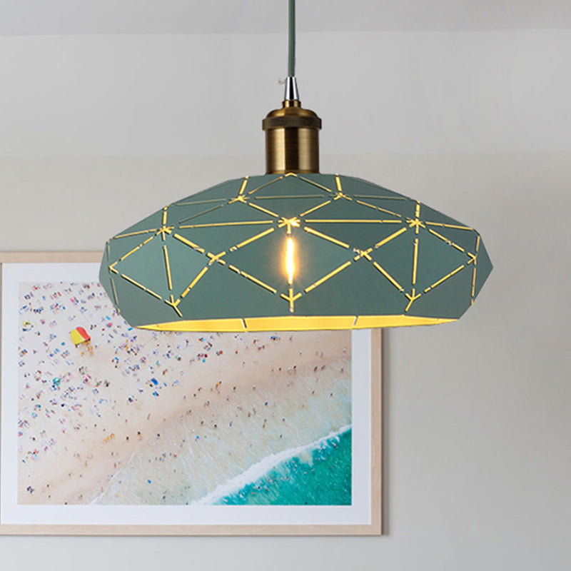 Macaron Facet Cap Shape Hanging Light Metal 1 Head Pendant Light for Kindergarten Green Clearhalo 'Ceiling Lights' 'Modern Pendants' 'Modern' 'Pendant Lights' 'Pendants' Lighting' 242909