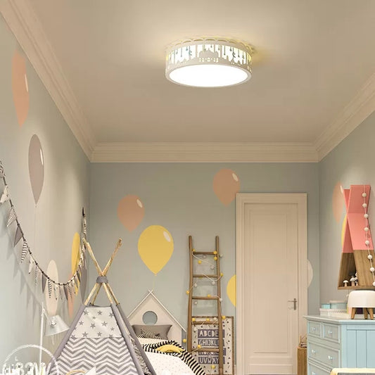 Modern Style Round Flush Ceiling Light with Castle Metal Ceiling Lamp for Kids Bedroom Clearhalo 'Ceiling Lights' 'Close To Ceiling Lights' 'Close to ceiling' 'Flush mount' Lighting' 24290