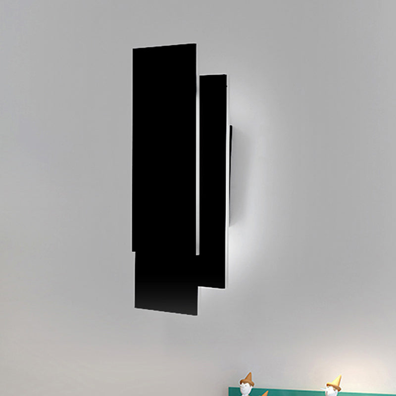 Aluminum Rectangle Wall Mounted Light Modern LED Black/White Wall Lamp in Warm/White Lighting Black White Vertical Clearhalo 'Cast Iron' 'Glass' 'Industrial' 'Modern wall lights' 'Modern' 'Tiffany' 'Traditional wall lights' 'Wall Lamps & Sconces' 'Wall Lights' Lighting' 242954