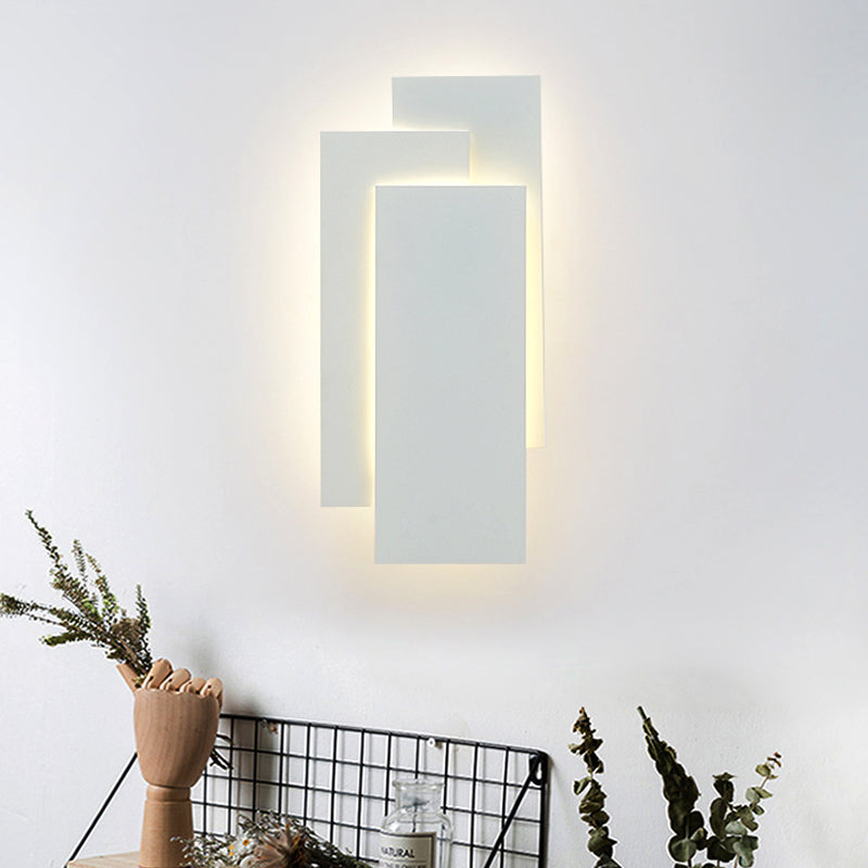 Aluminum Rectangle Wall Mounted Light Modern LED Black/White Wall Lamp in Warm/White Lighting White Vertical Clearhalo 'Cast Iron' 'Glass' 'Industrial' 'Modern wall lights' 'Modern' 'Tiffany' 'Traditional wall lights' 'Wall Lamps & Sconces' 'Wall Lights' Lighting' 242956