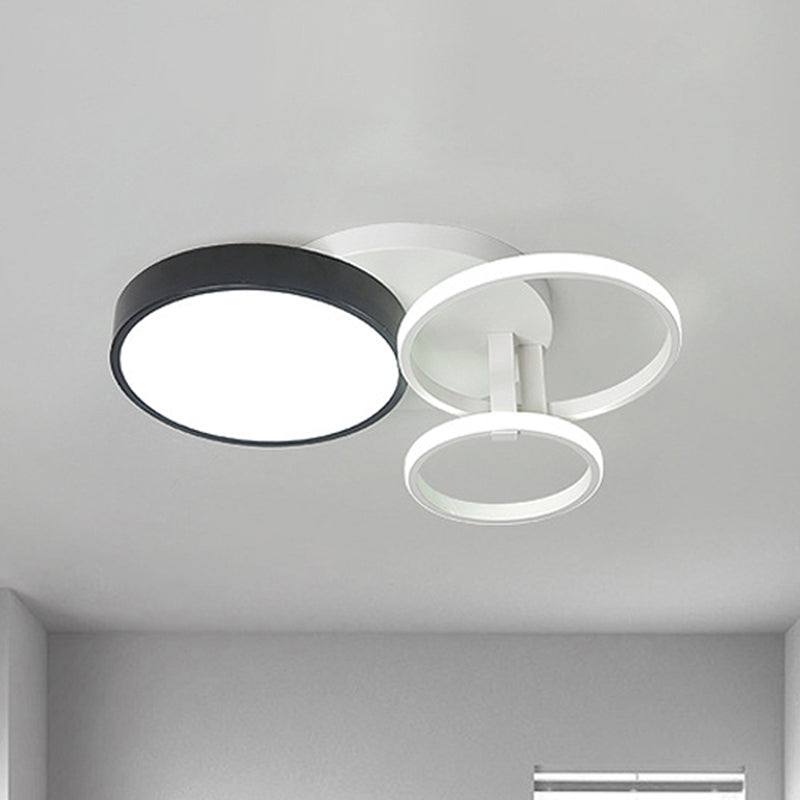 Circular Living Room Ceiling Mounted Light Acrylic 3/5 Lights Modern Stylish Close to Ceiling Light in Black 3 Black Clearhalo 'Ceiling Lights' 'Close To Ceiling Lights' 'Close to ceiling' 'Flush mount' Lighting' 242999