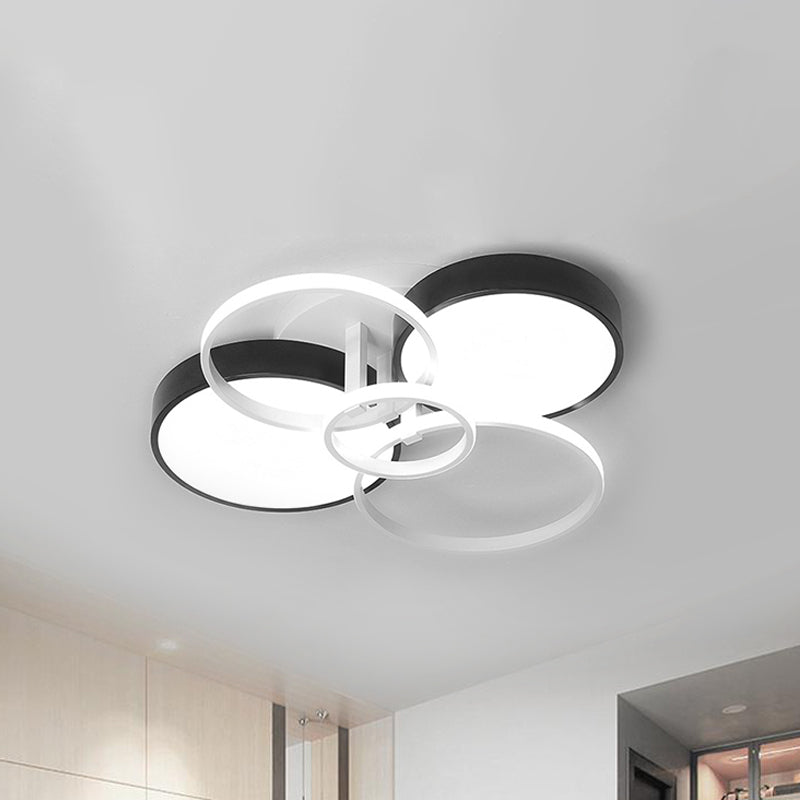 Circular Living Room Ceiling Mounted Light Acrylic 3/5 Lights Modern Stylish Close to Ceiling Light in Black Clearhalo 'Ceiling Lights' 'Close To Ceiling Lights' 'Close to ceiling' 'Flush mount' Lighting' 243000