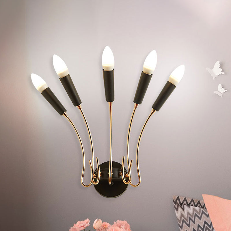 5-Lights Rocket Shaped Wall Lamp Contemporary Metal Wall Sconce Light for Living Room Rose Gold Clearhalo 'Cast Iron' 'Glass' 'Industrial' 'Modern wall lights' 'Modern' 'Tiffany' 'Traditional wall lights' 'Wall Lamps & Sconces' 'Wall Lights' Lighting' 243066
