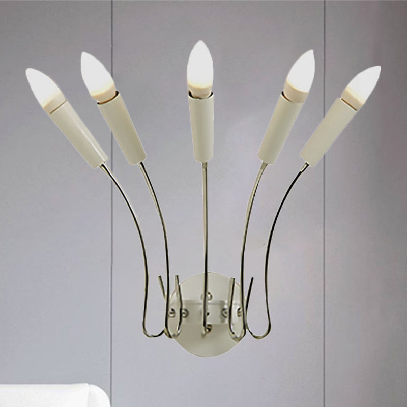 5-Lights Rocket Shaped Wall Lamp Contemporary Metal Wall Sconce Light for Living Room Chrome Clearhalo 'Cast Iron' 'Glass' 'Industrial' 'Modern wall lights' 'Modern' 'Tiffany' 'Traditional wall lights' 'Wall Lamps & Sconces' 'Wall Lights' Lighting' 243069