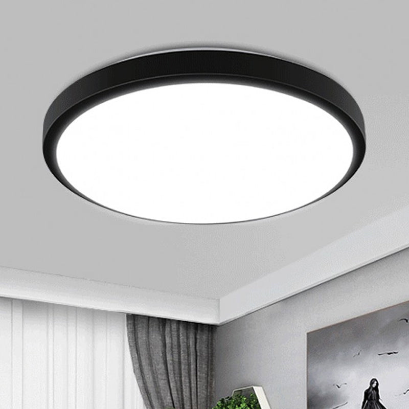 Black Circular Ceiling Mount Light with Acrylic Shade Contemporary LED Flush Mount Light for Living Room in Warm/White, 10.5"/13"/16" Diameter Black Clearhalo 'Ceiling Lights' 'Close To Ceiling Lights' 'Close to ceiling' 'Flush mount' Lighting' 243100