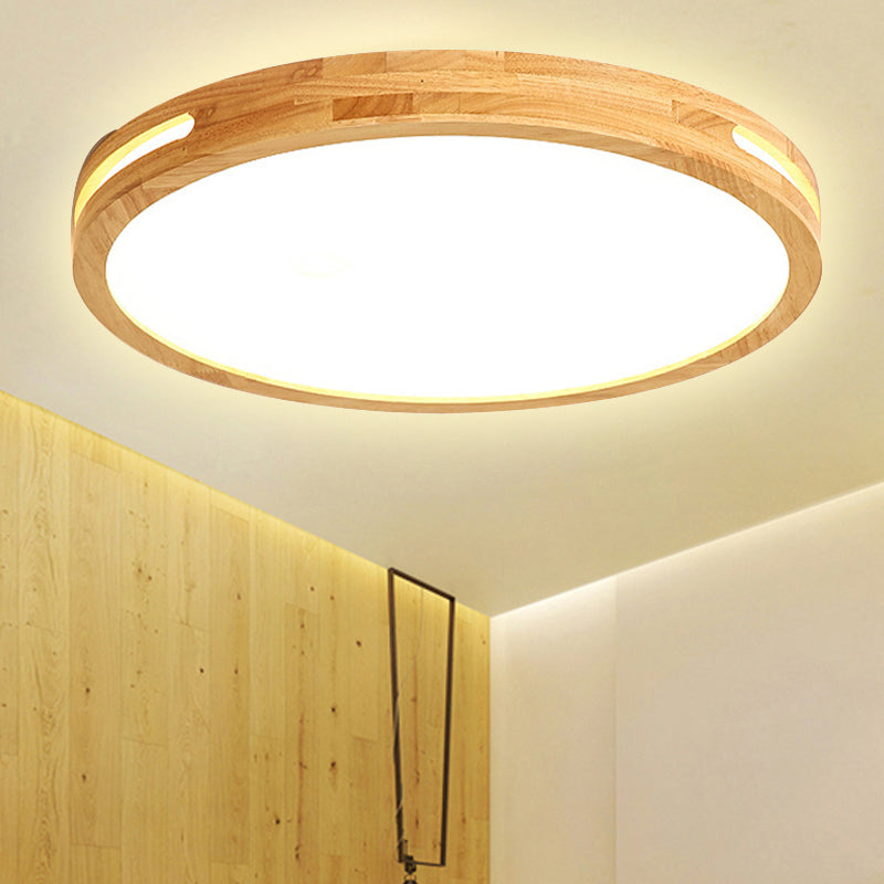 Japanese Style Circular Ceiling Mount Light Wood 12/16/19.5 Inch Wide LED Ceiling Lamp in Beige for Adult Bedroom Clearhalo 'Ceiling Lights' 'Close To Ceiling Lights' 'Close to ceiling' 'Flush mount' Lighting' 243131