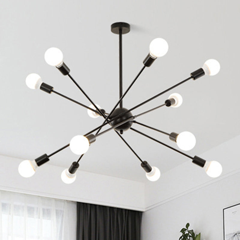 Study Room Firework Chandelier Light Metallic Simple Style Suspension Light in Black Clearhalo 'Ceiling Lights' 'Chandeliers' 'Modern Chandeliers' 'Modern' Lighting' 243148