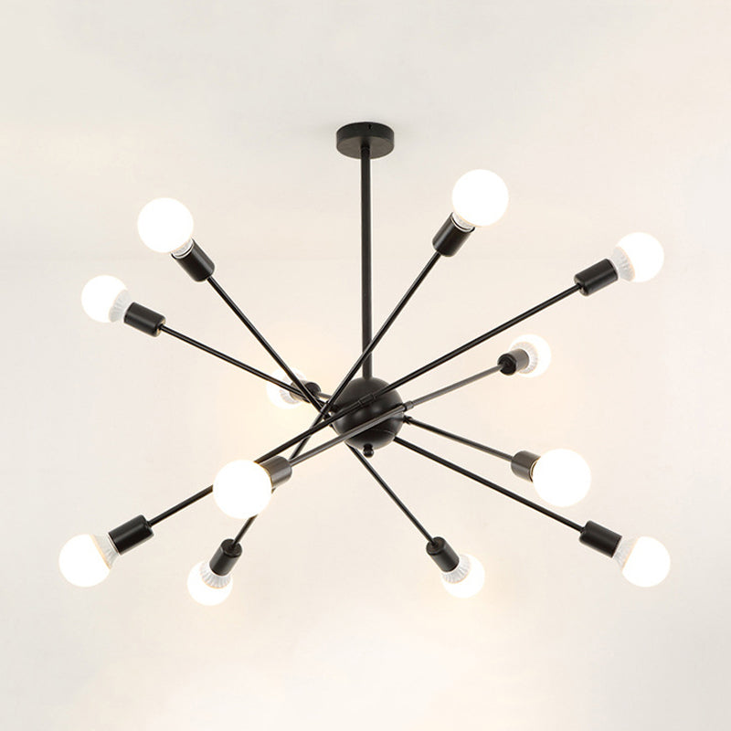 Study Room Firework Chandelier Light Metallic Simple Style Suspension Light in Black Clearhalo 'Ceiling Lights' 'Chandeliers' 'Modern Chandeliers' 'Modern' Lighting' 243149