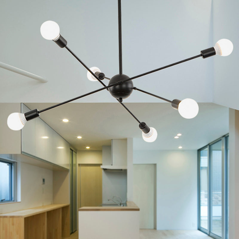 Study Room Firework Chandelier Light Metallic Simple Style Suspension Light in Black Clearhalo 'Ceiling Lights' 'Chandeliers' 'Modern Chandeliers' 'Modern' Lighting' 243151