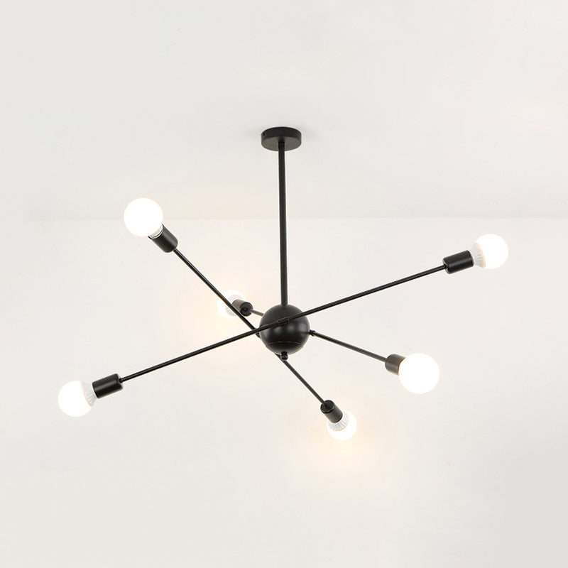 Study Room Firework Chandelier Light Metallic Simple Style Suspension Light in Black Clearhalo 'Ceiling Lights' 'Chandeliers' 'Modern Chandeliers' 'Modern' Lighting' 243152