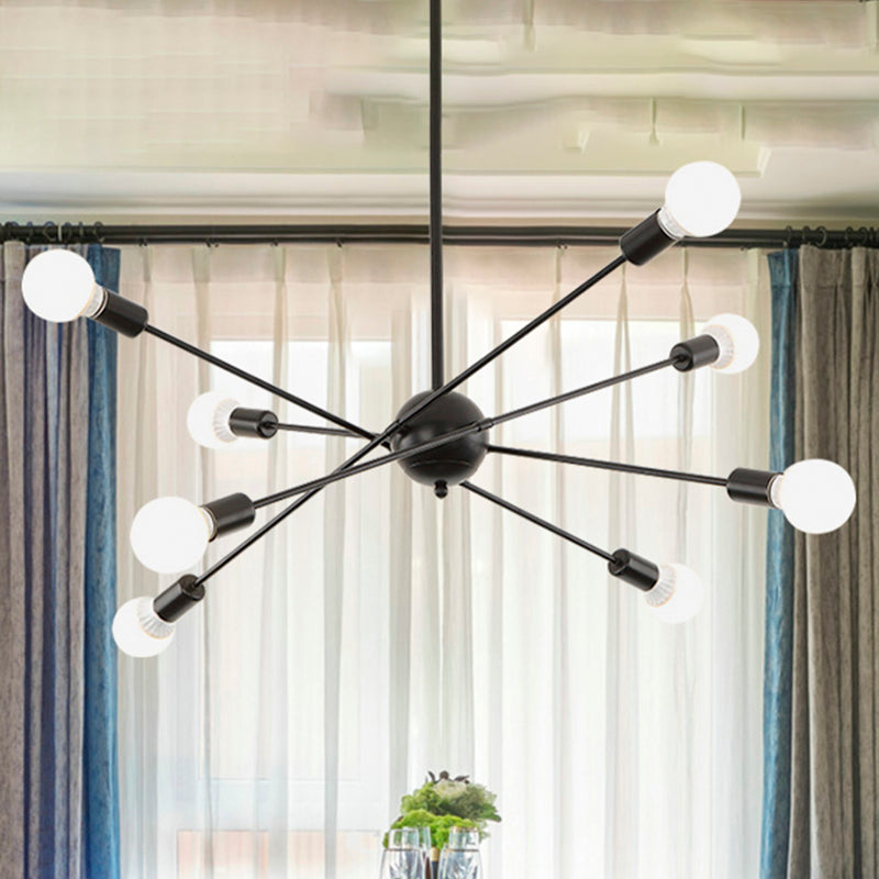 Study Room Firework Chandelier Light Metallic Simple Style Suspension Light in Black Clearhalo 'Ceiling Lights' 'Chandeliers' 'Modern Chandeliers' 'Modern' Lighting' 243154